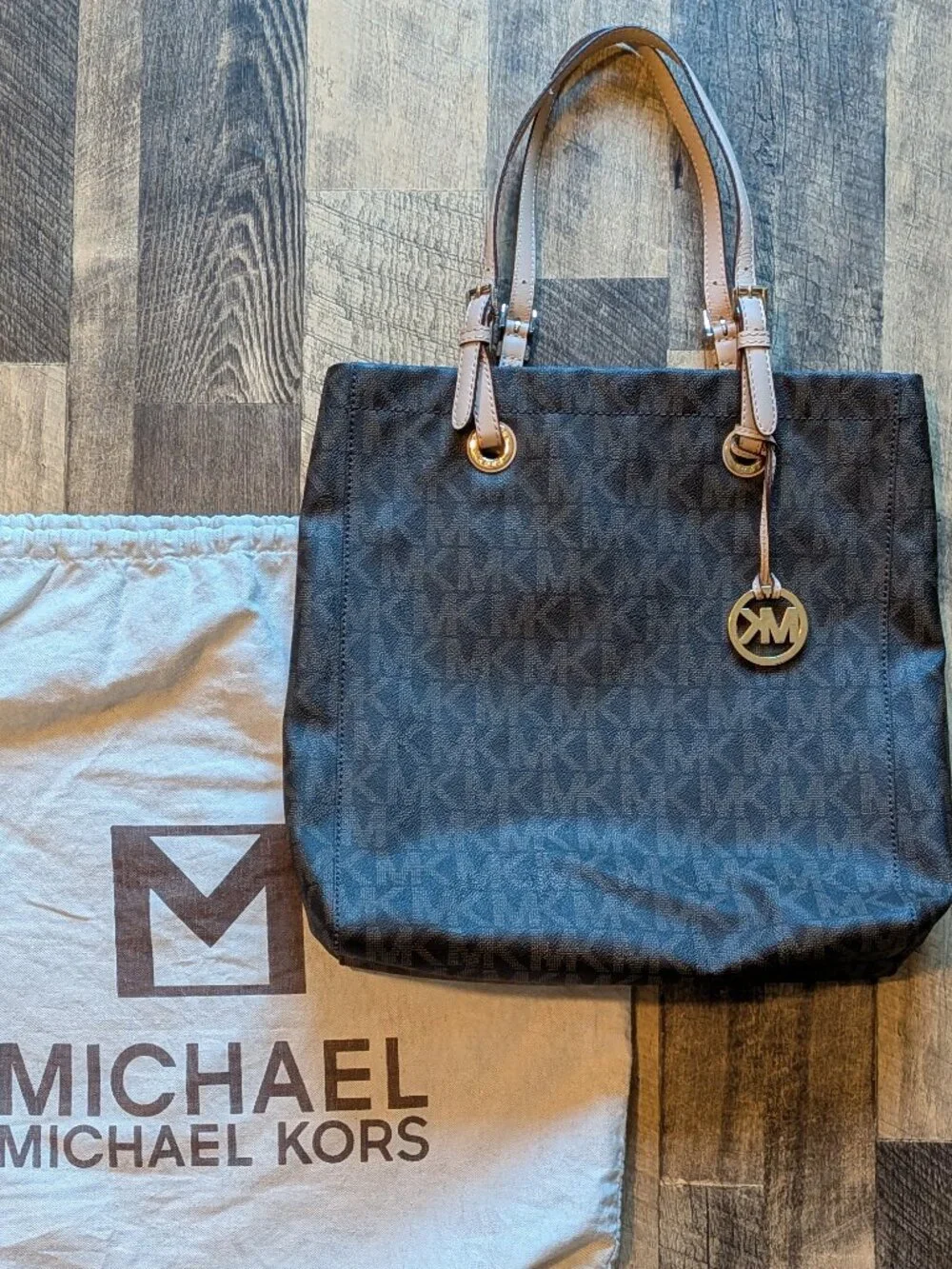 Michael Kors Shoulder Bag Logo Tote Brown 14”x14”x4”